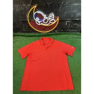 Nike Golf Dri-Fit Preppy Coral Pink Golf Polo Short Sleeve Shirt Men's‎ Size LG